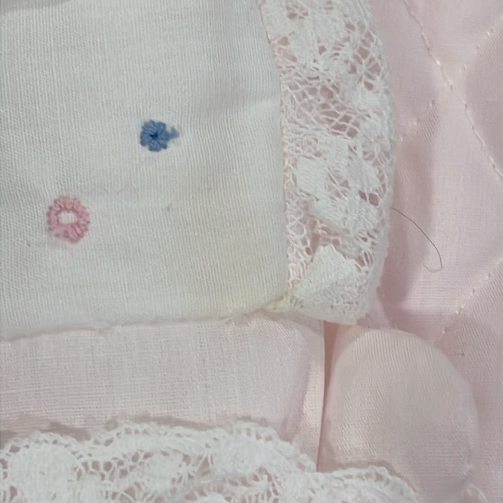 Vintage! Pink 3 piece overall, shirt & doll baby set, baby 9-12 months - Picture 9 of 12